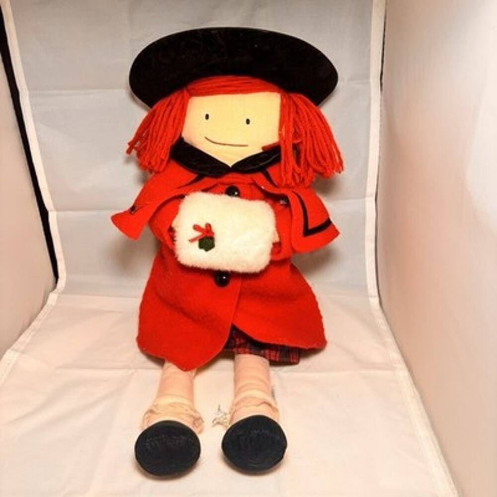 Vintage 1990 Eden Madeline Doll 19” Christmas Red Coat Hat Bemelmans Plush